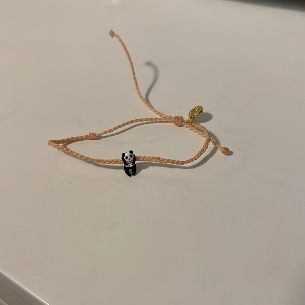 Pink Braided Pura Vida Bracelet with Panda Charm